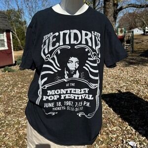 Jimi Hendrix Live‎ Monterey Pop Festival 1967 Concert Tee Vintage Style Shirt L